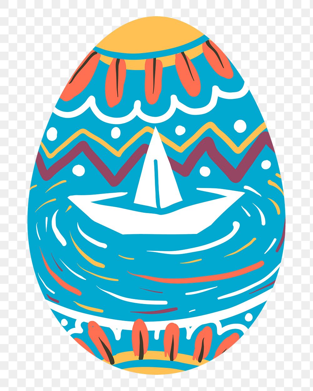 Png boat easter egg sticker, transparent background