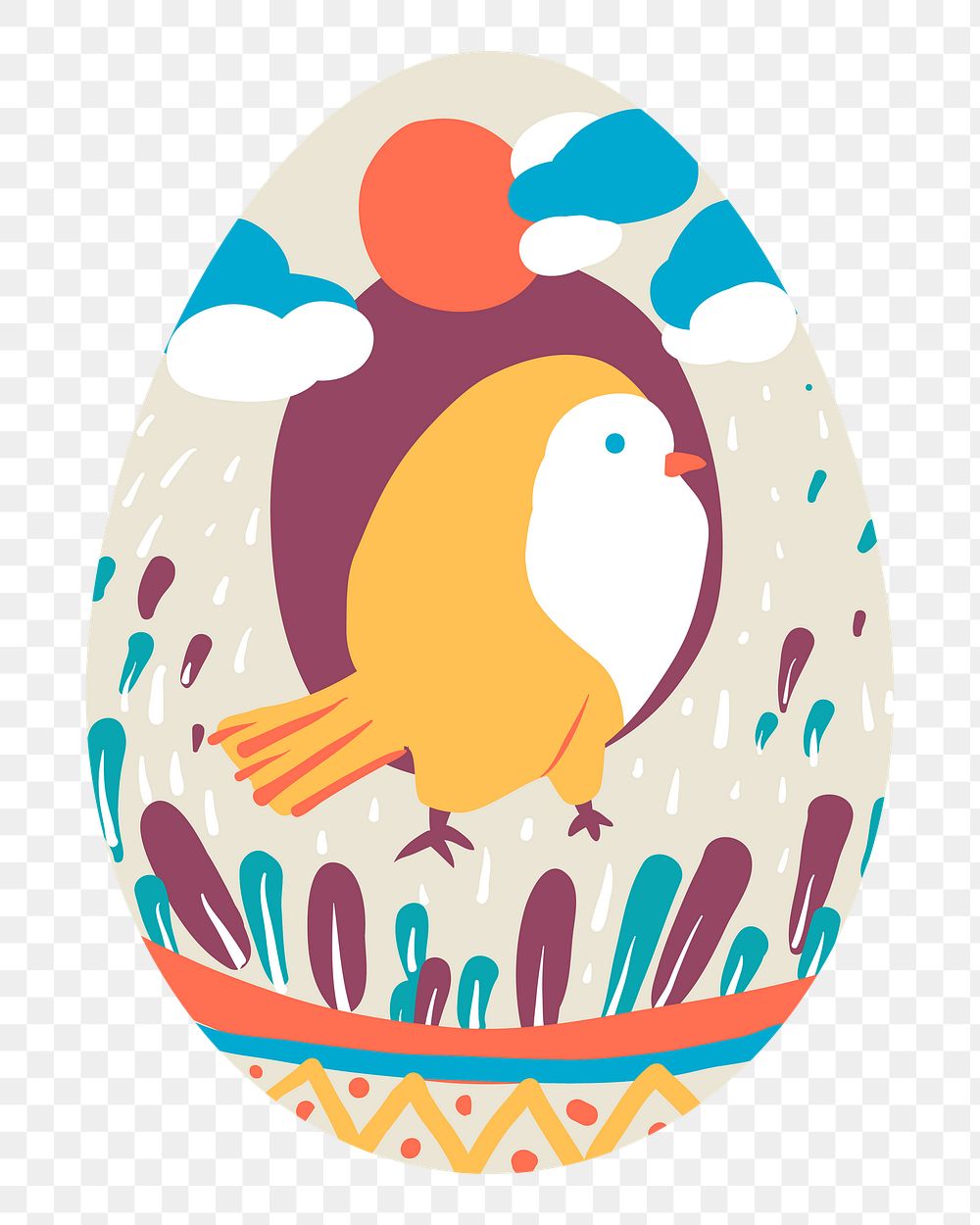 Png bird easter egg sticker, transparent background