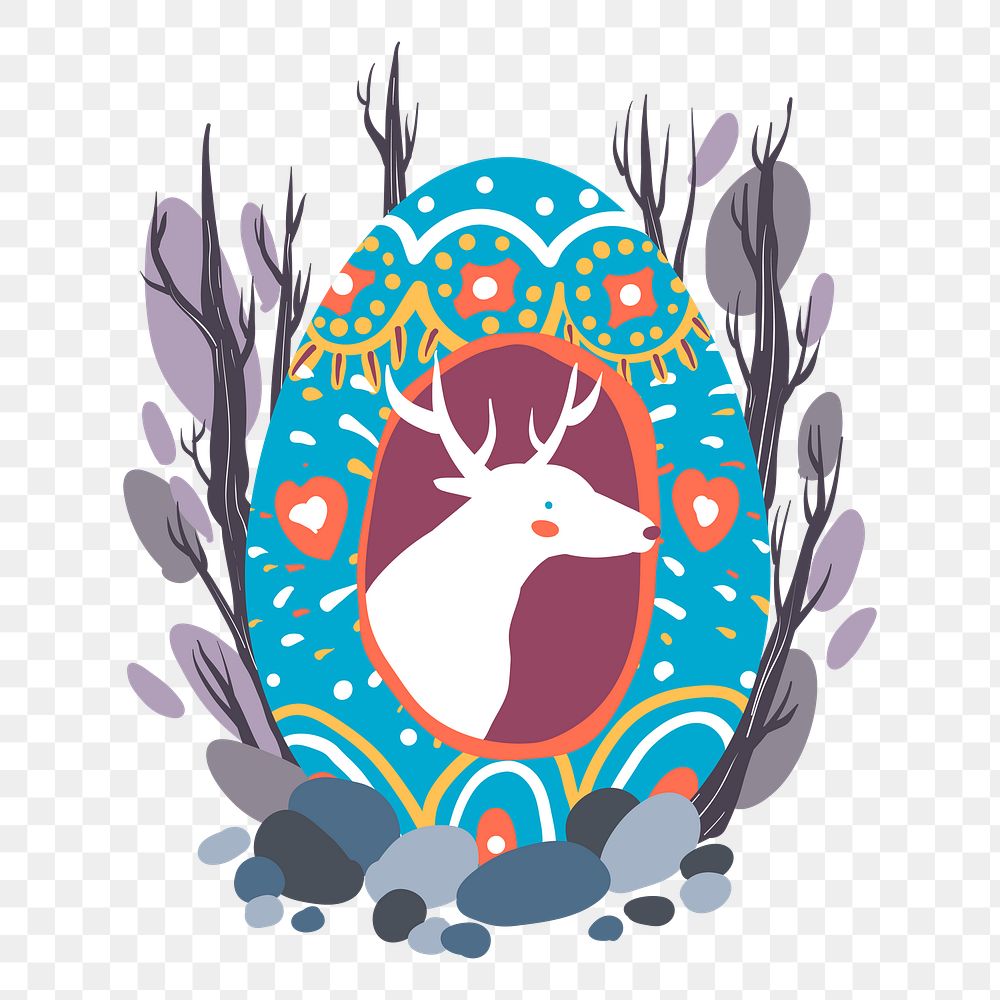 Png deer easter design sticker, transparent background