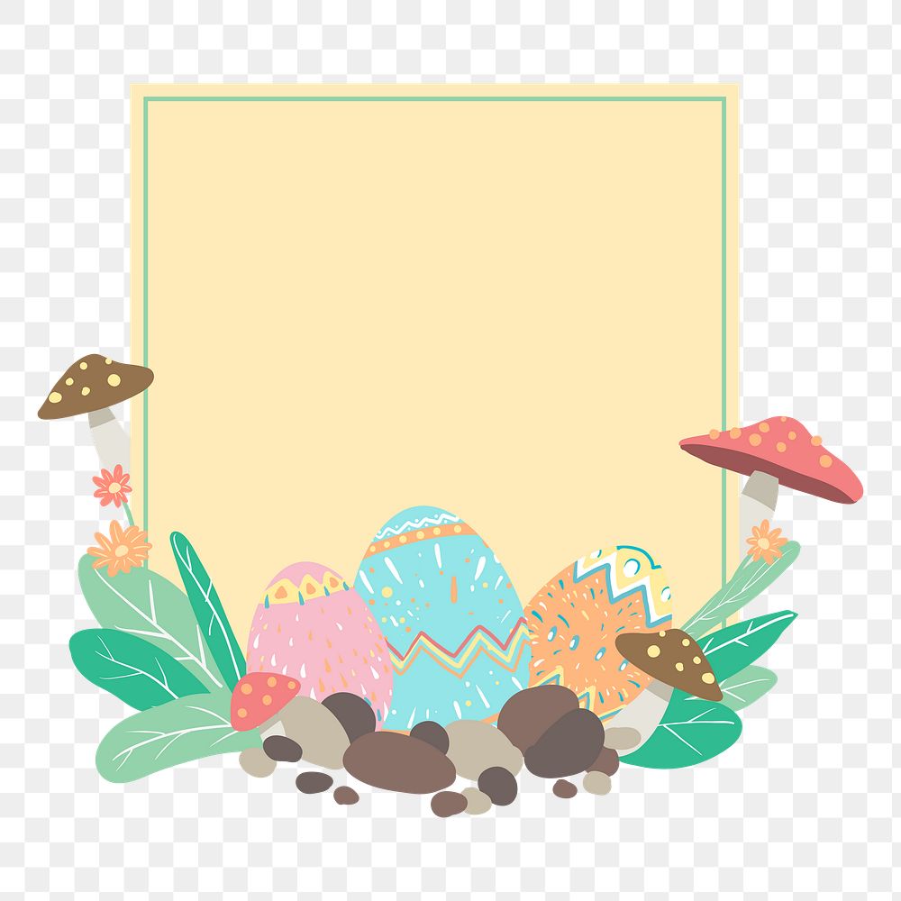 Png easter design square frame, transparent background