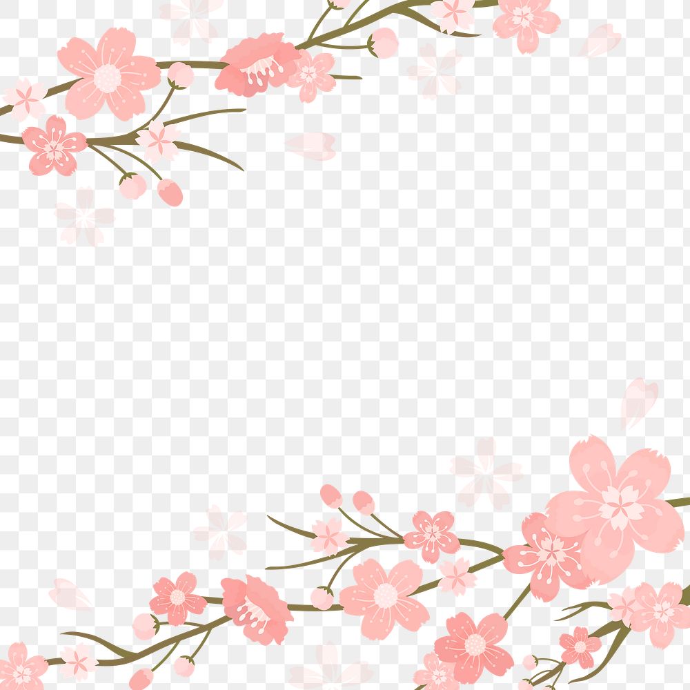 Pink flower png border, transparent background