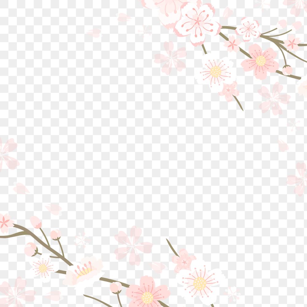 Pink flower png border, transparent background