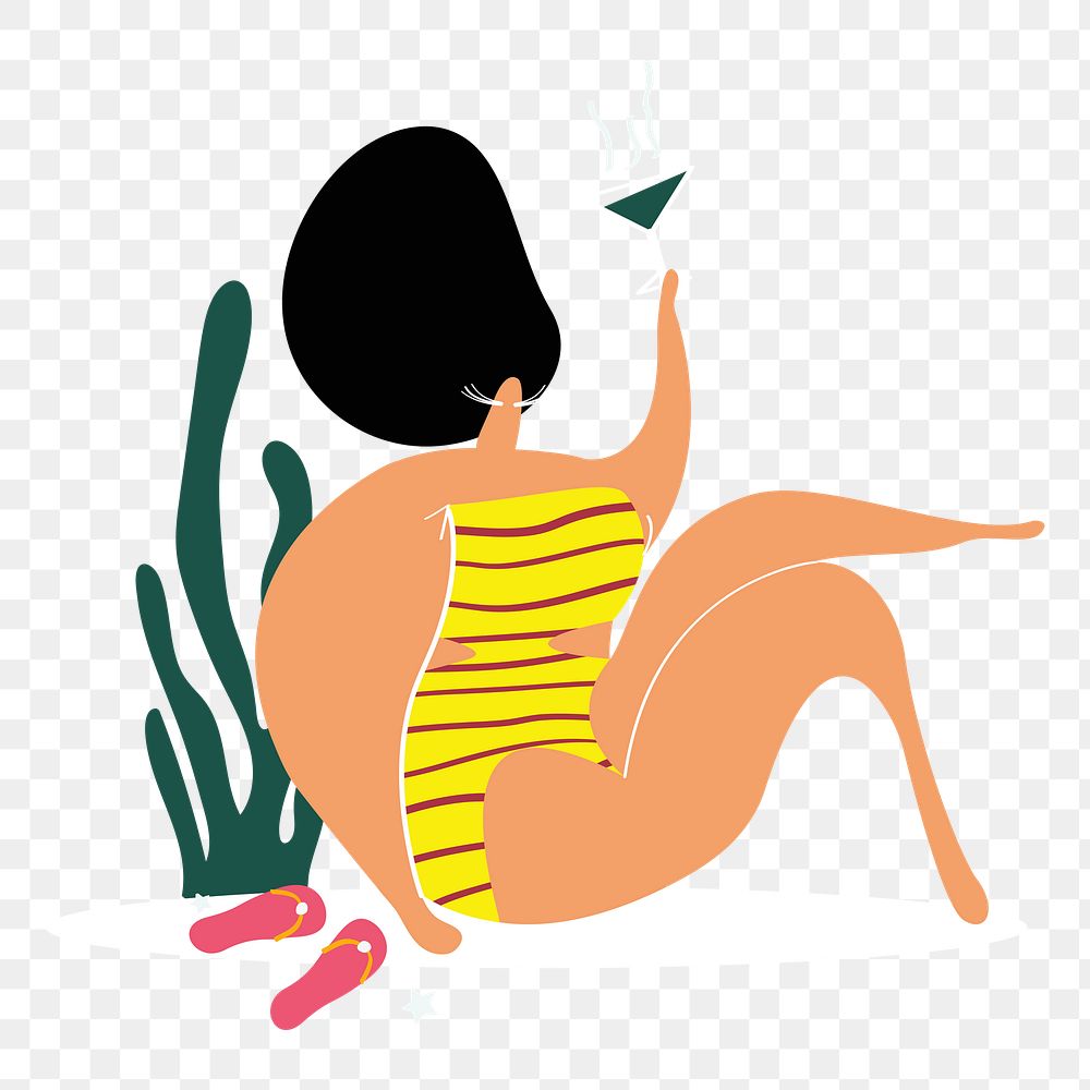 Png swimsuit lady sticker, transparent background