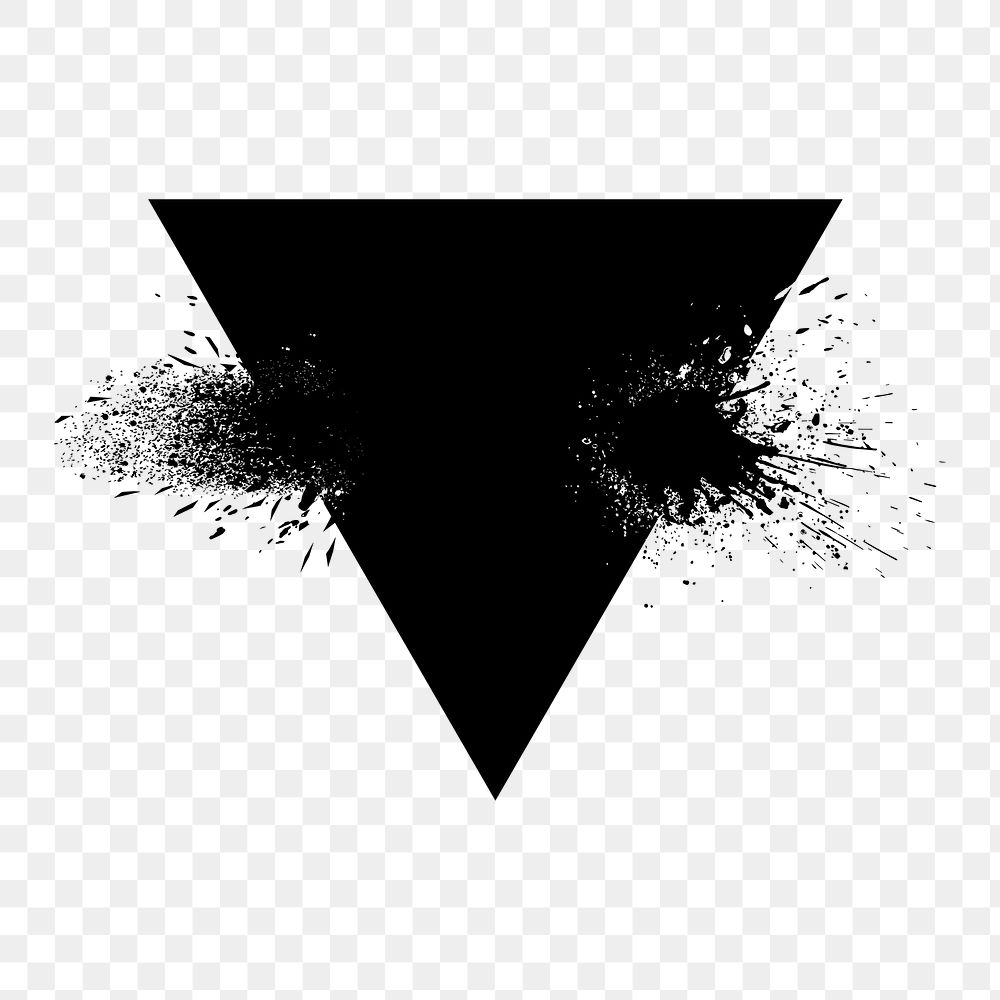 Png Triangle shaped element with ink splashes element, transparent background