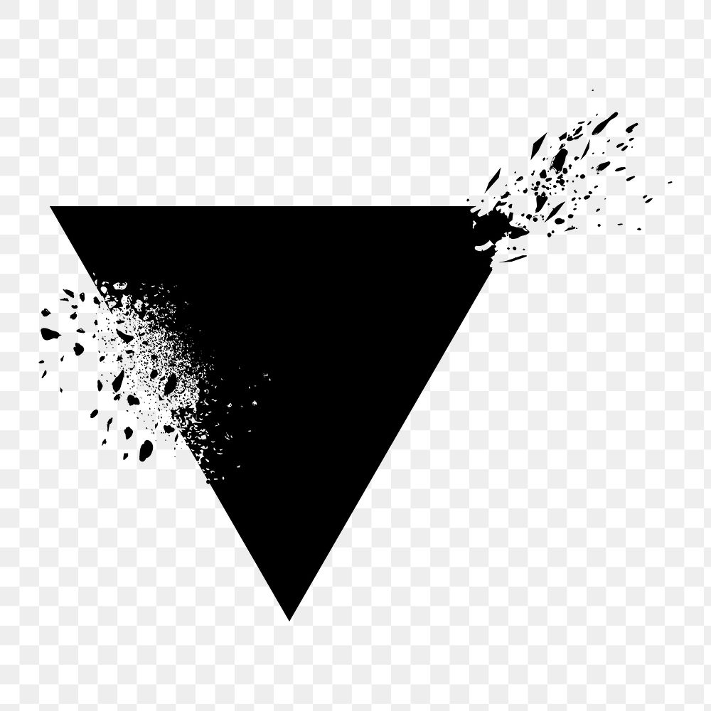 Png Triangle shaped element with ink splashes element, transparent background