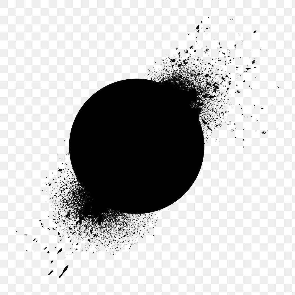 Png Circle shaped element with ink splashes element, transparent background
