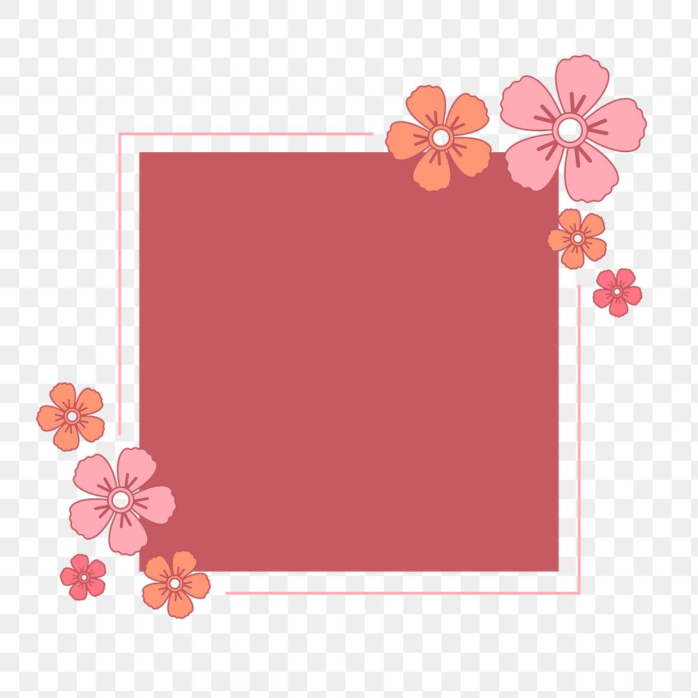 Pink flower png badge, transparent background