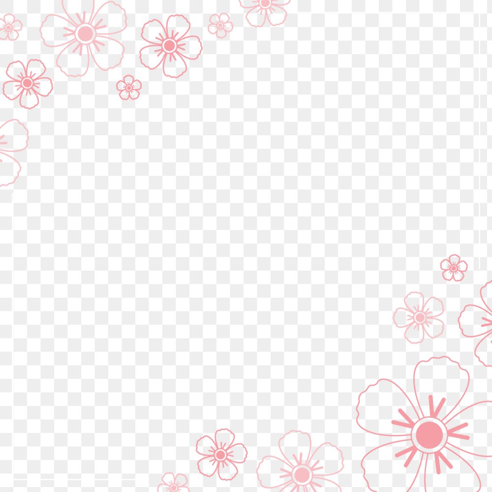 Png pink sakura flower design frame, transparent background