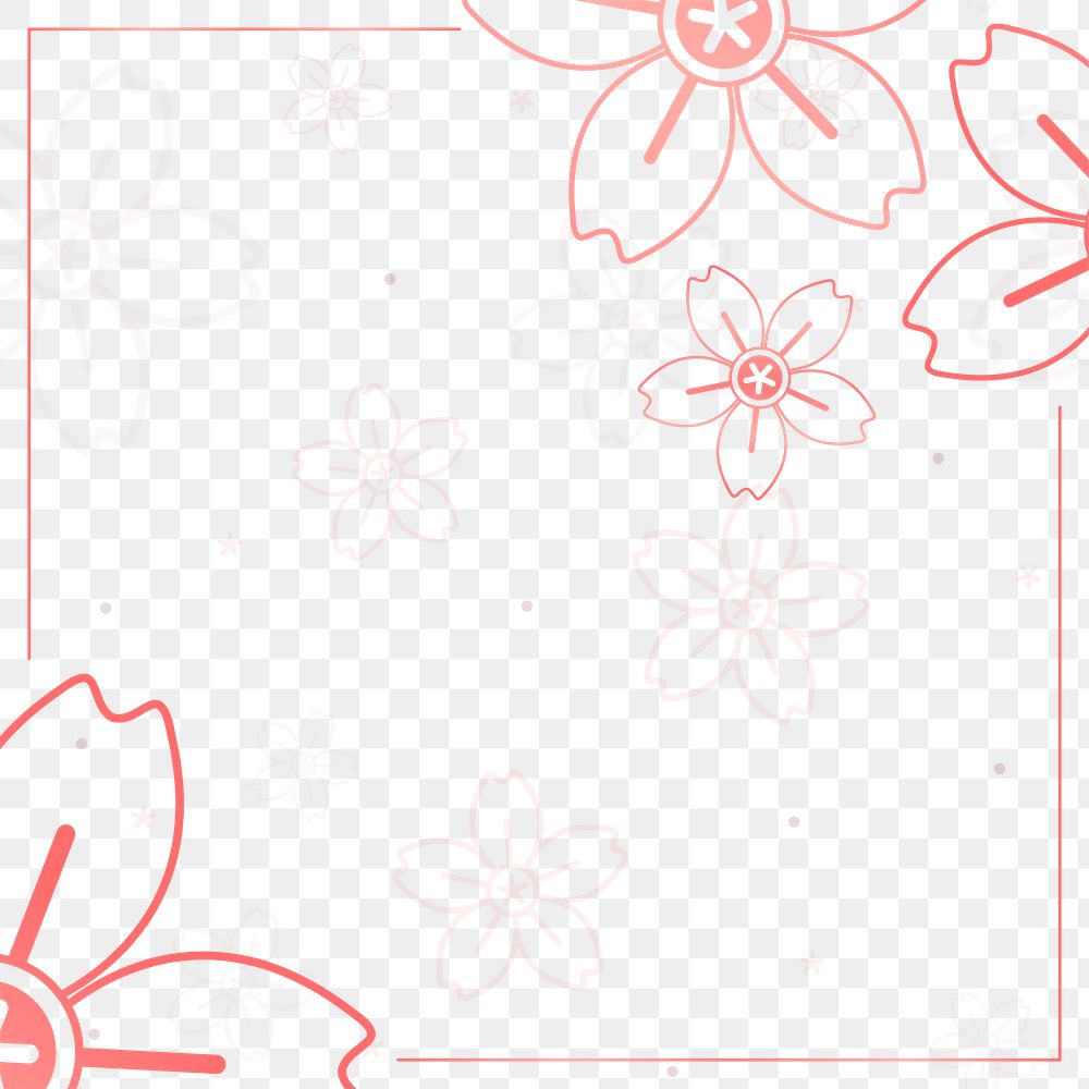 Png pink sakura flower design frame, transparent background