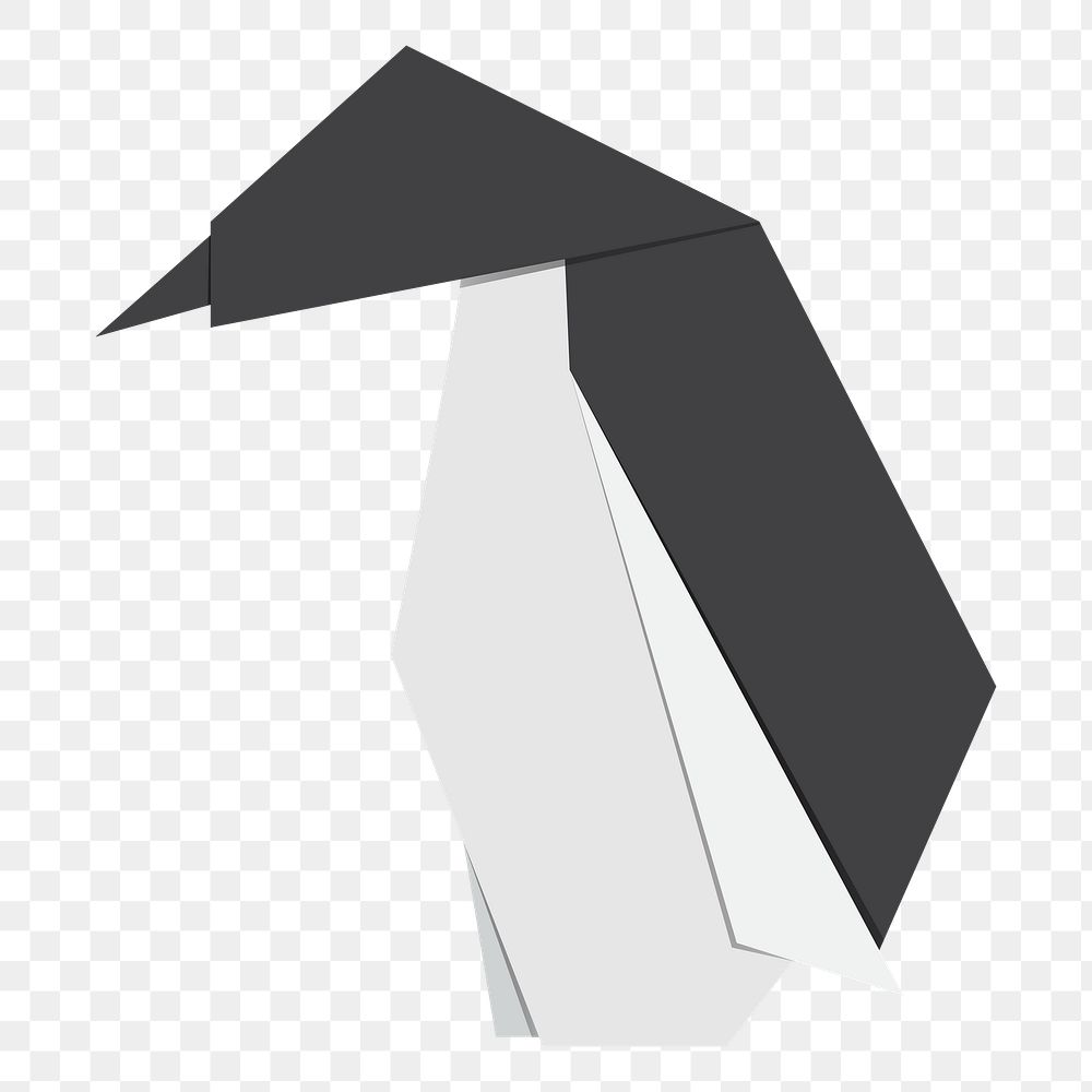 Png cute penguin origami sticker, transparent background
