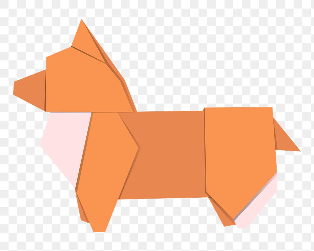Png corgi dog origami sticker, transparent background
