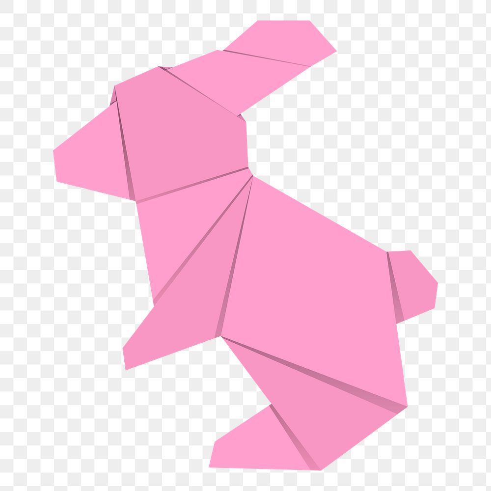 Png pink rabbit origami sticker, transparent background