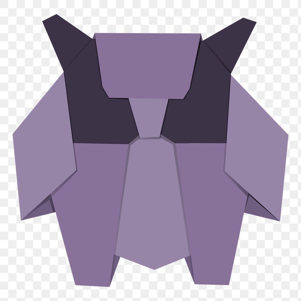 Png purple owl origami sticker, transparent background