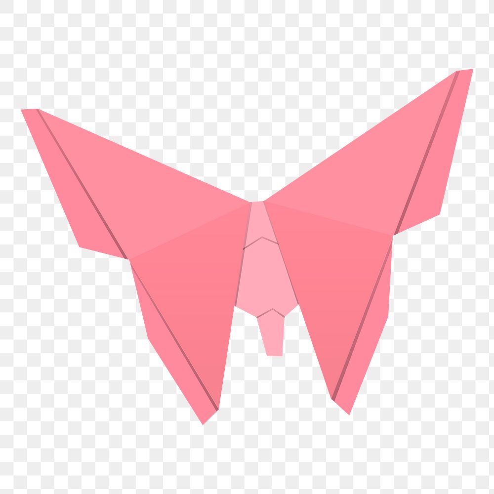 Png pink butterfly origami sticker, transparent background