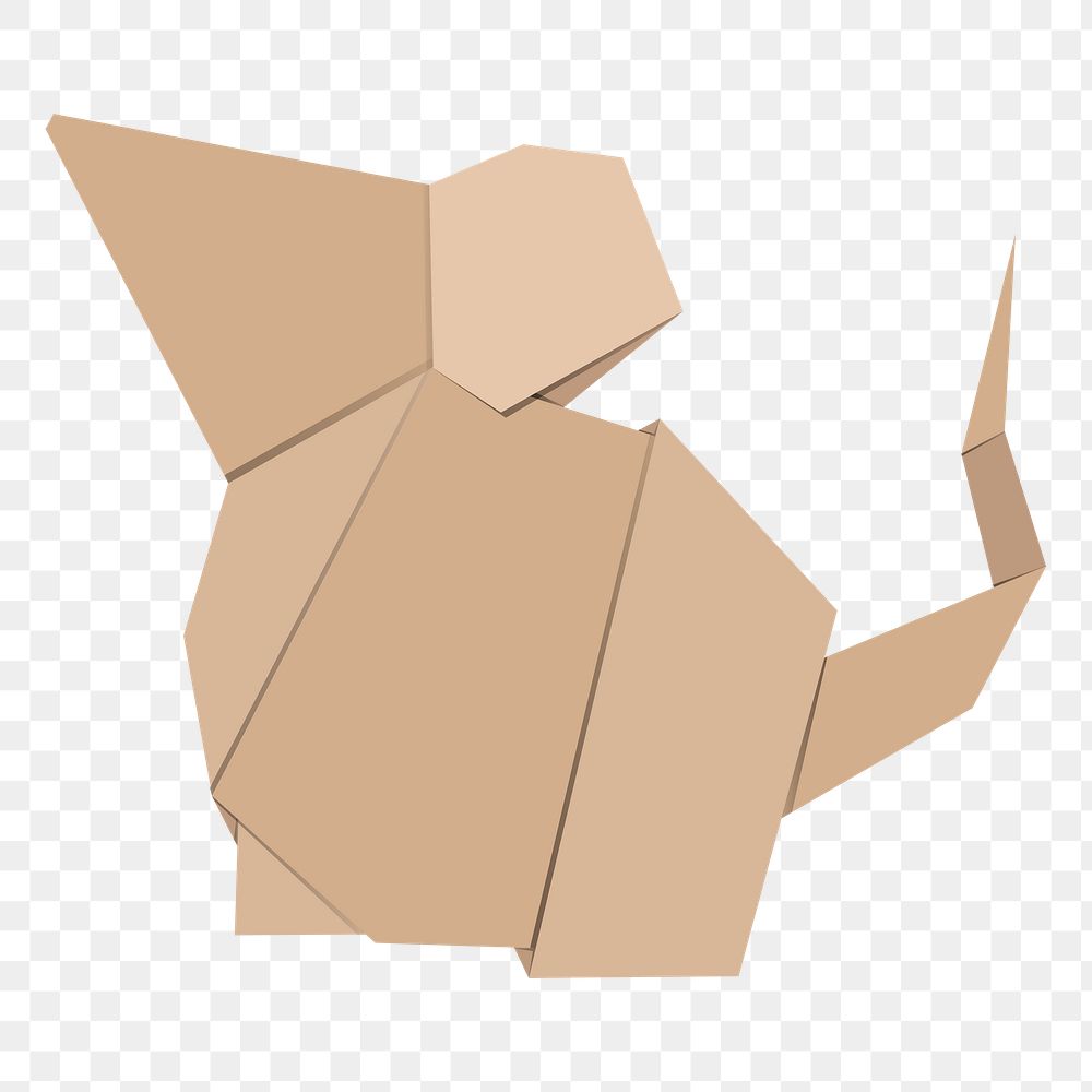 Png beige rat origami sticker, transparent background