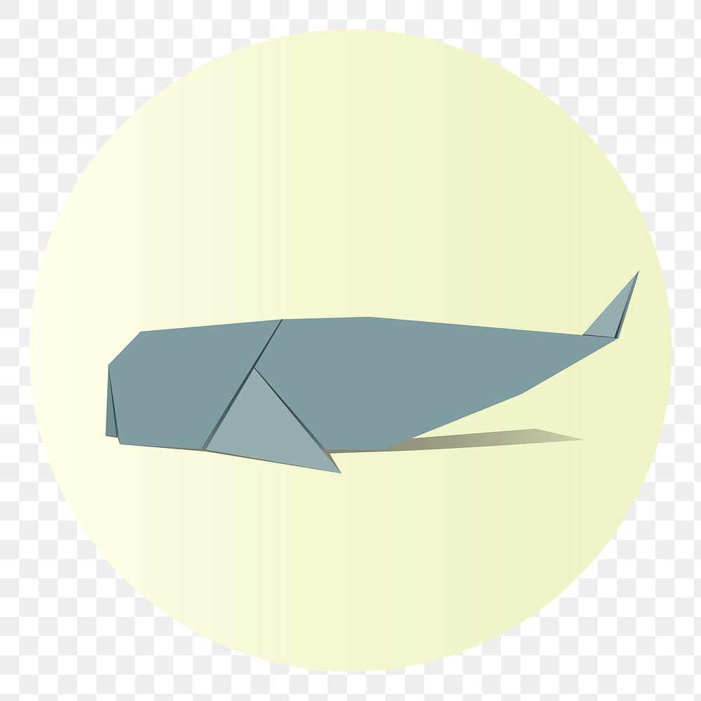Png sperm whale origami badge, transparent background
