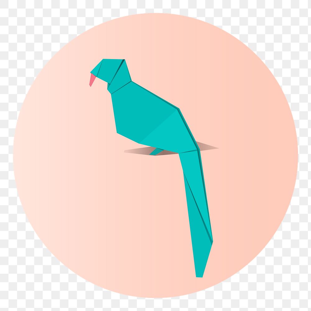 Png parrot origami badge, transparent background
