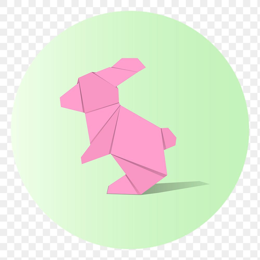 Png rabbit origami badge, transparent background