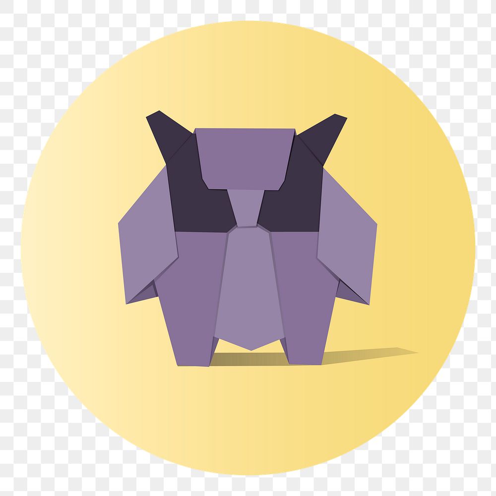 Png owl origami badge, transparent background