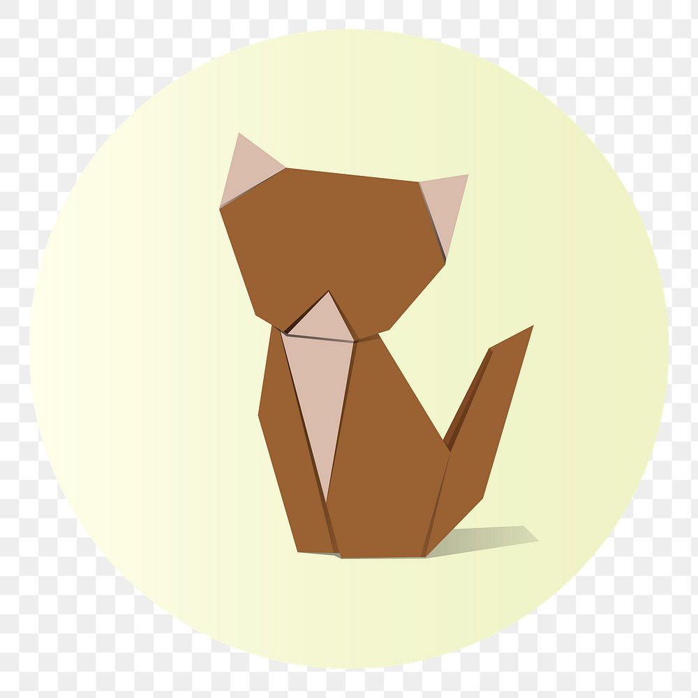 Png cat origami badge, transparent background