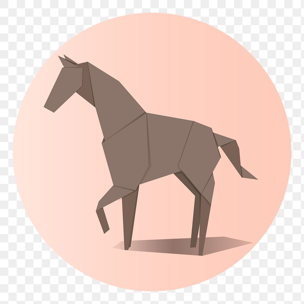 Png horse origami badge, transparent background
