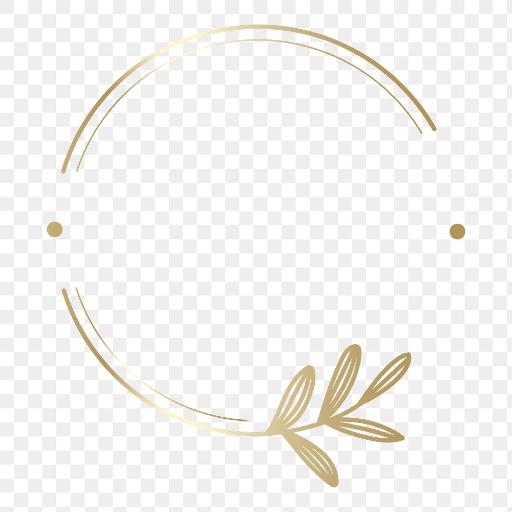 Gold botanical badge png element, transparent background