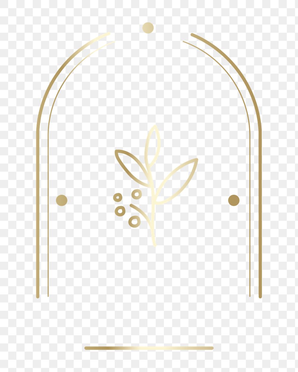 Gold botanical badge png element, transparent background