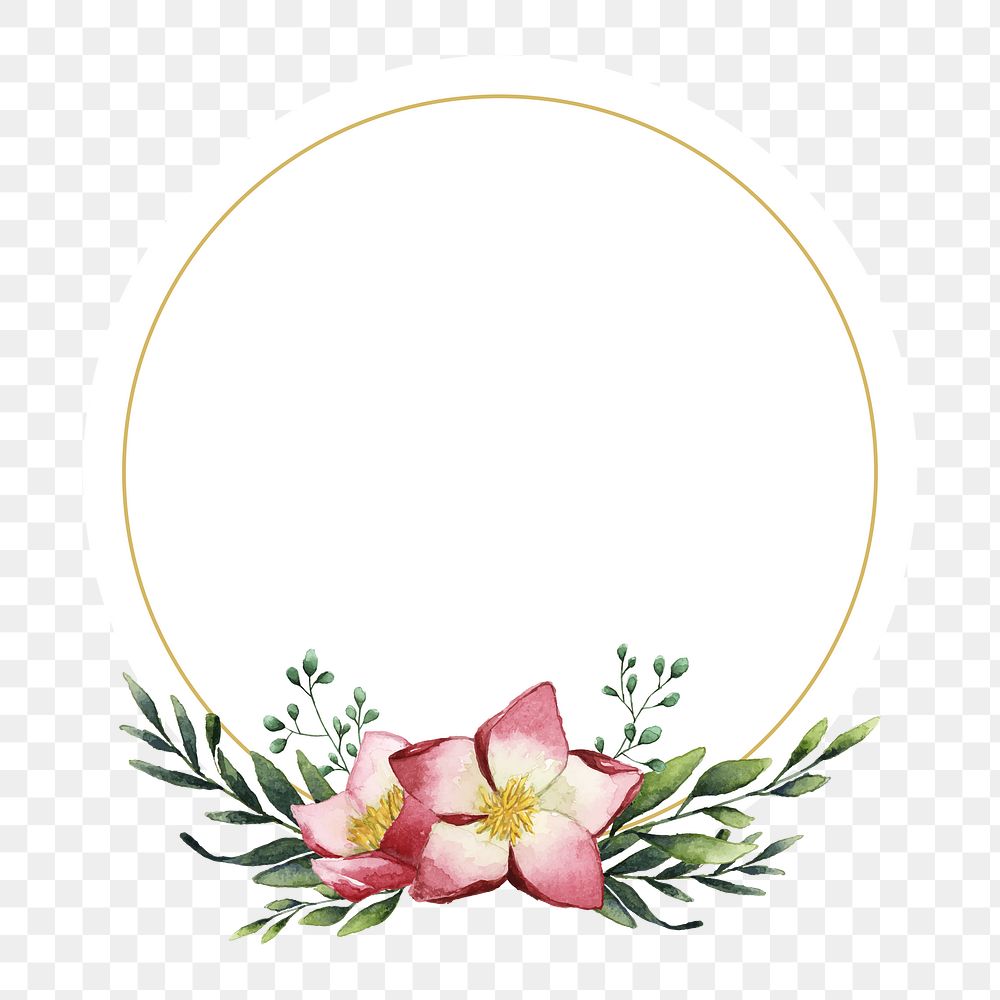 Flower badge png, transparent background