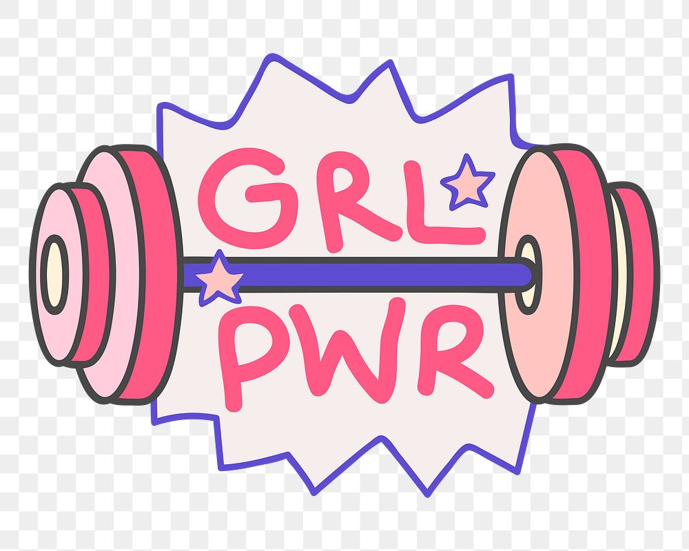 Png girl power doodle sticker, transparent background