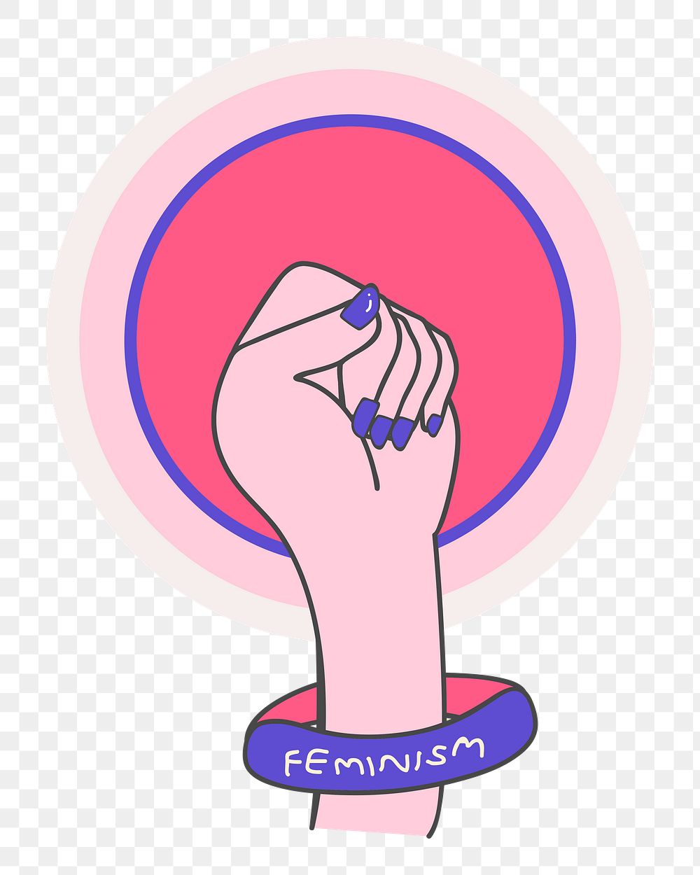 Png feminist movement illustration sticker, transparent background