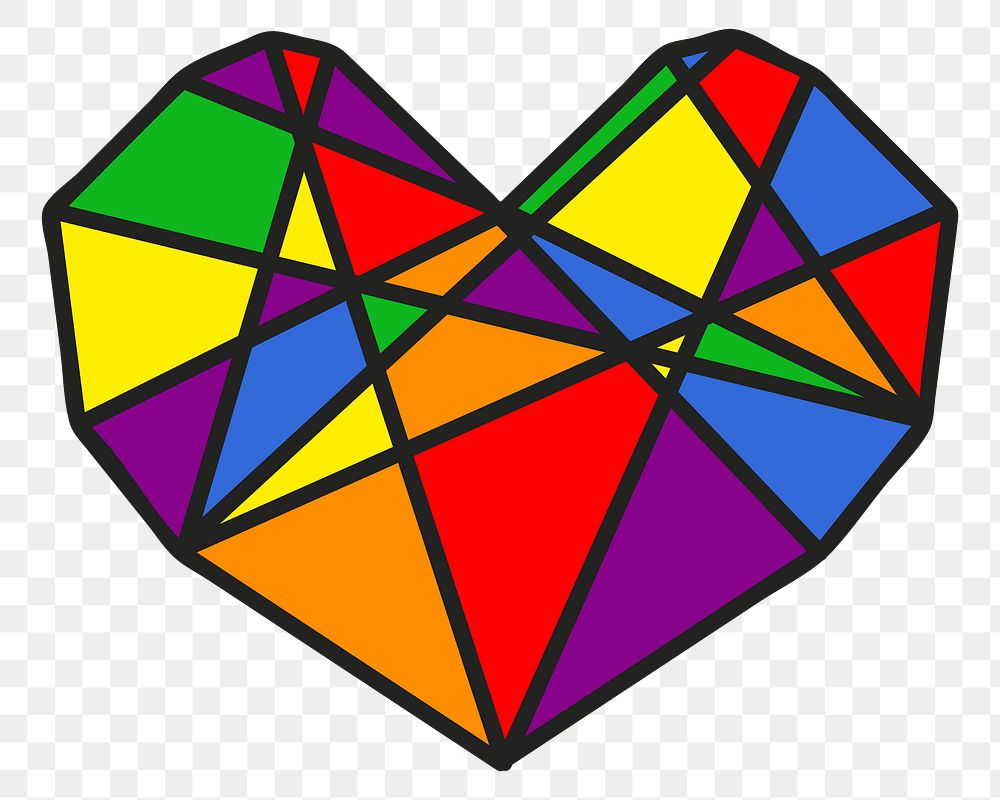 Rainbow heart png illustration, transparent background