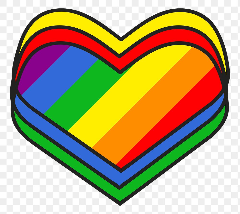 Rainbow heart png illustration, transparent background