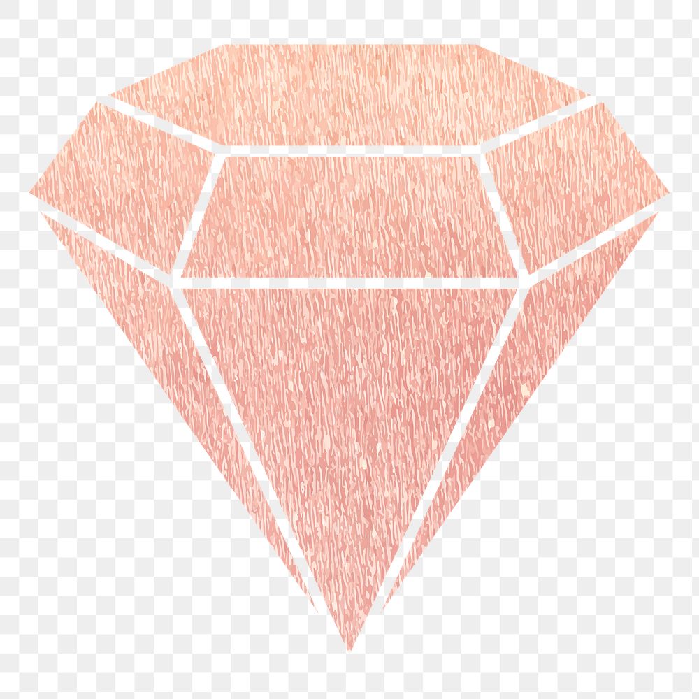 Png pink textured diamond sticker, transparent background
