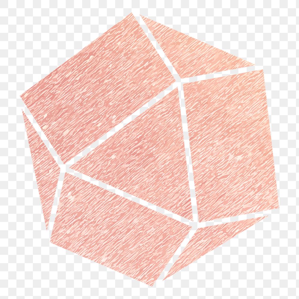 Png pink textured polygon sticker, transparent background