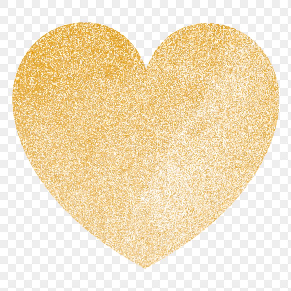 Png gold shiny heart sticker, transparent background