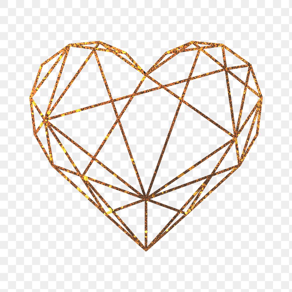 Geometric heart png, transparent background