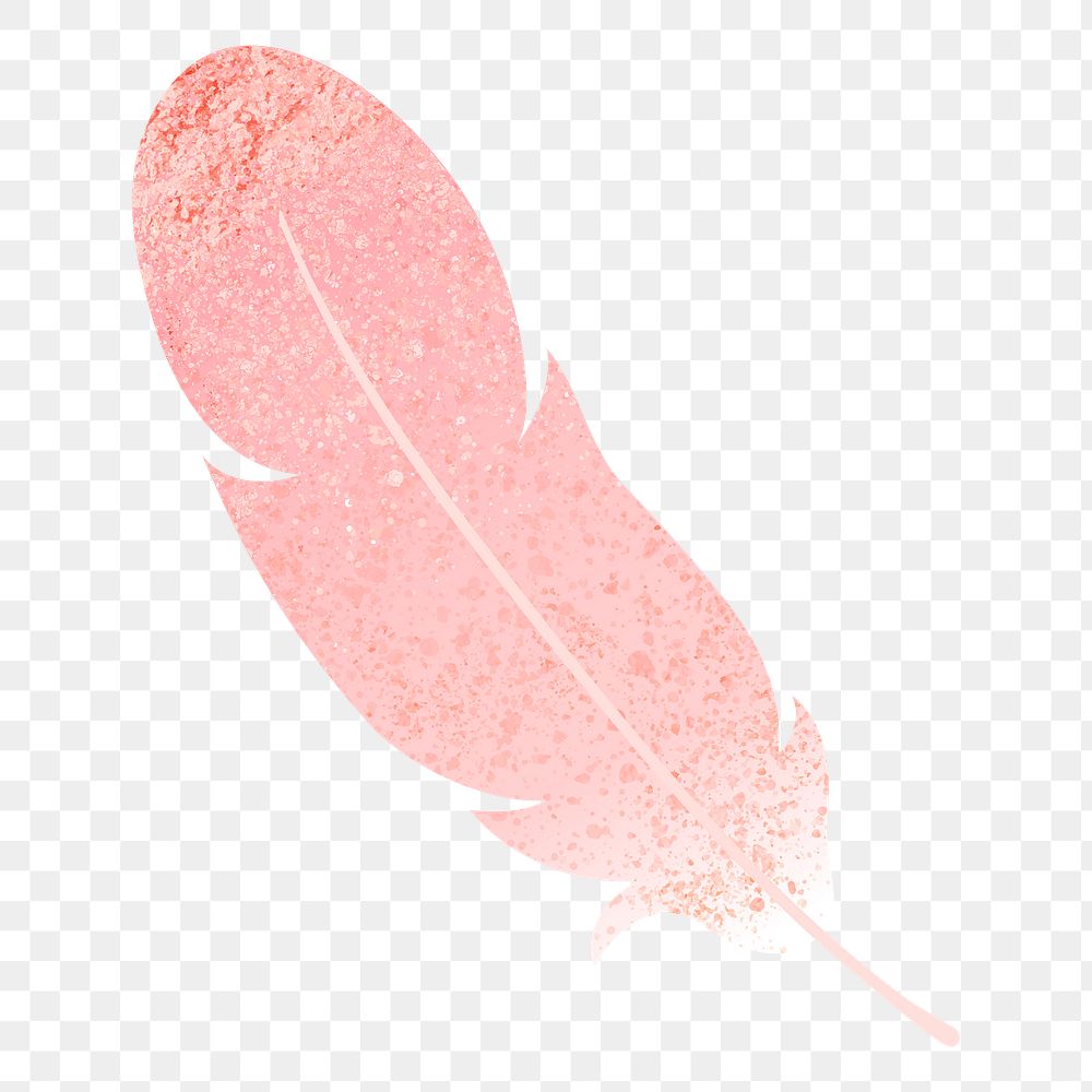 Png pink glittery feather sticker, transparent background