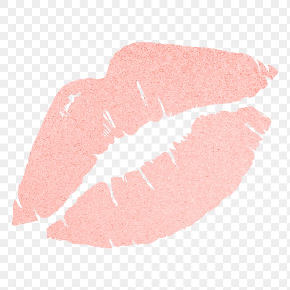Png pink glittery lipstick sticker, transparent background
