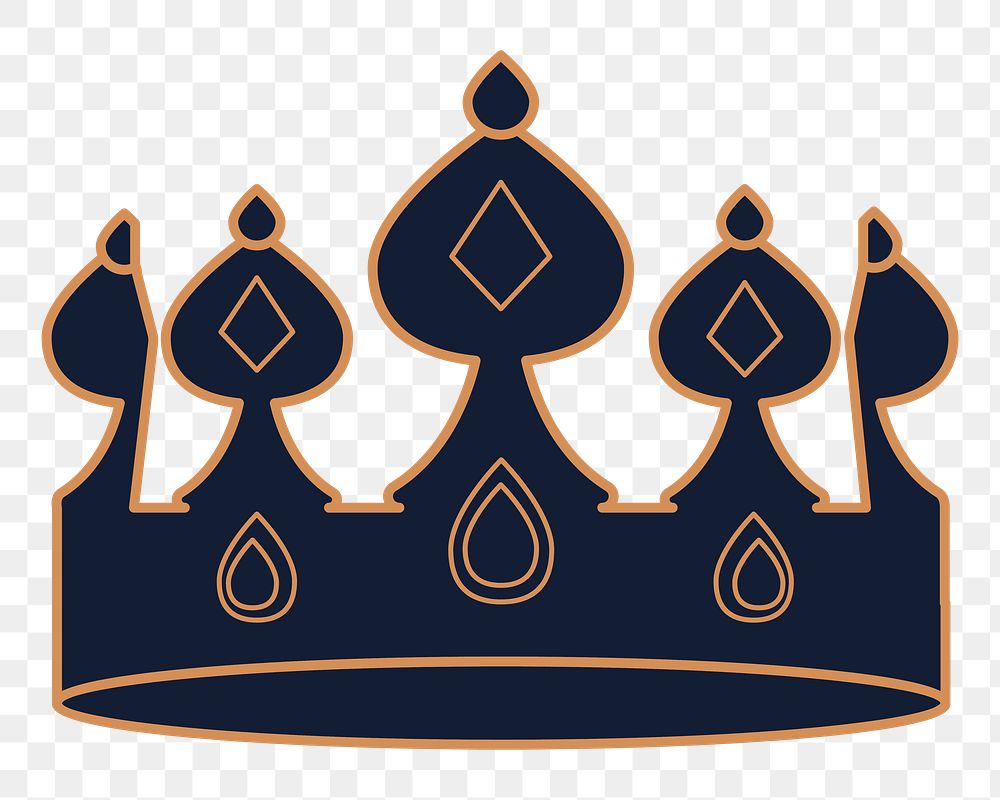Png black queen crown element, transparent background
