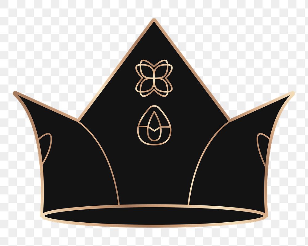 Png black queen crown element, transparent background