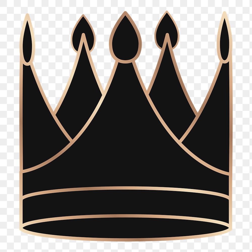 Png black luxurious crown element, transparent background