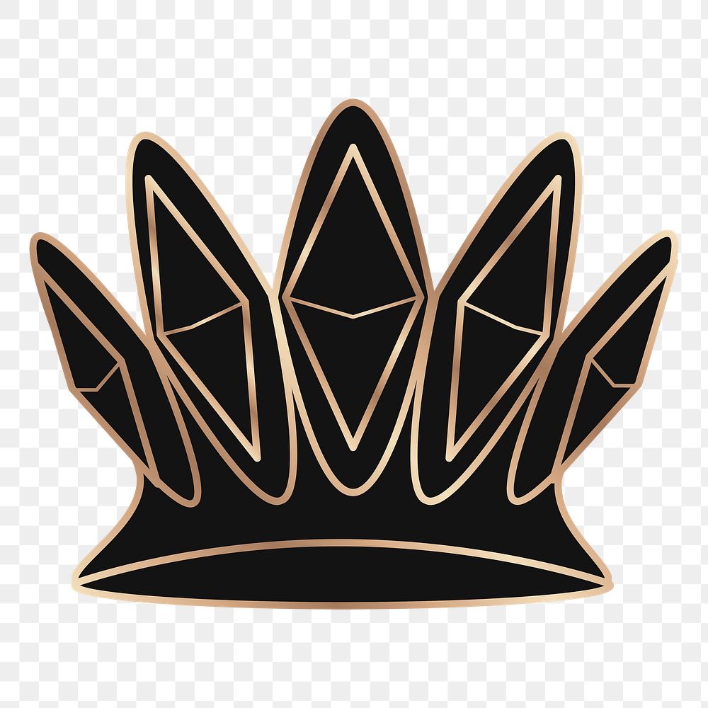 Png black luxurious crown element, transparent background