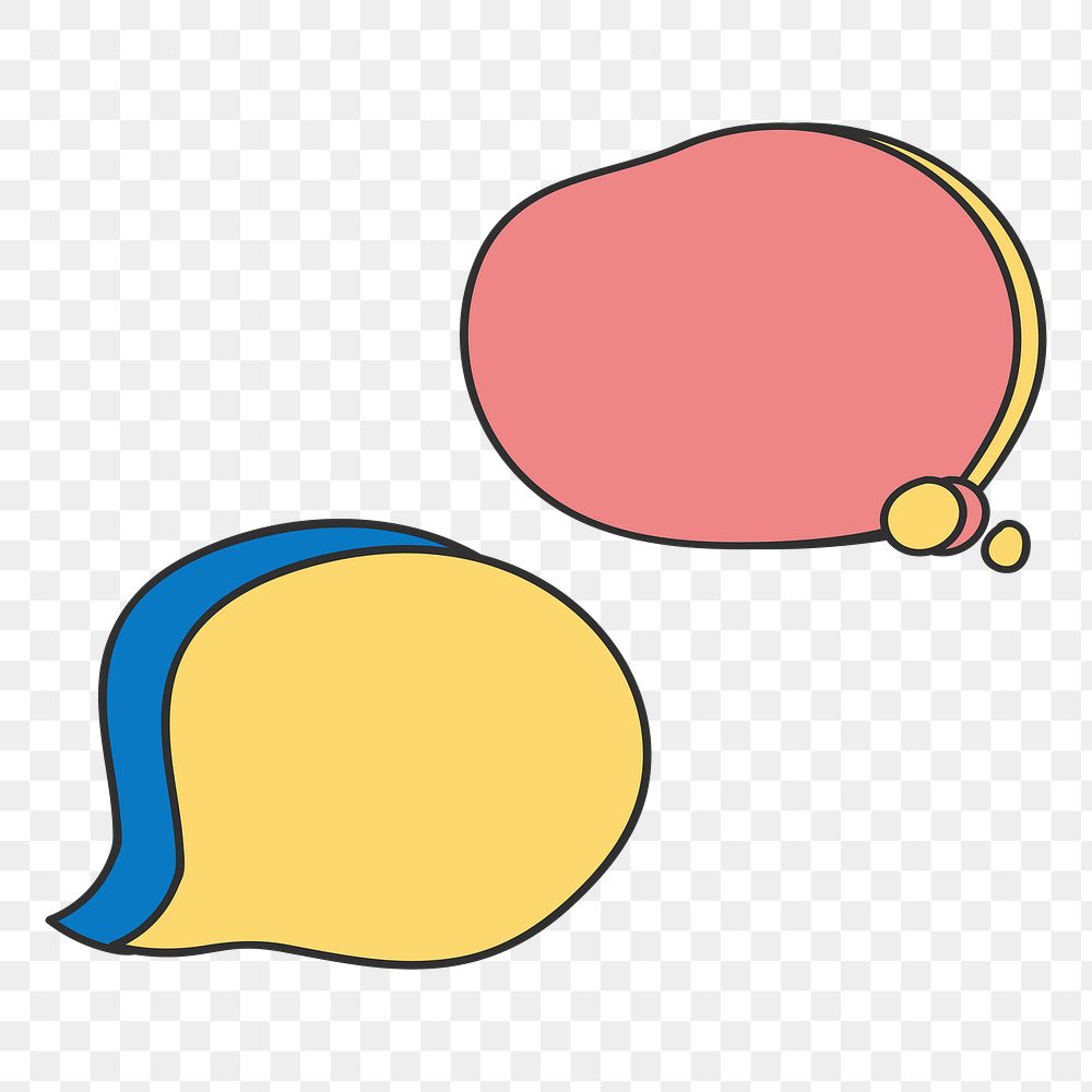 Png colorful speech balloons, transparent background