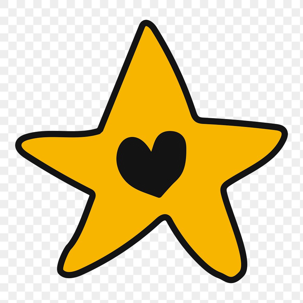 Png cute yellow star illustration element, transparent background