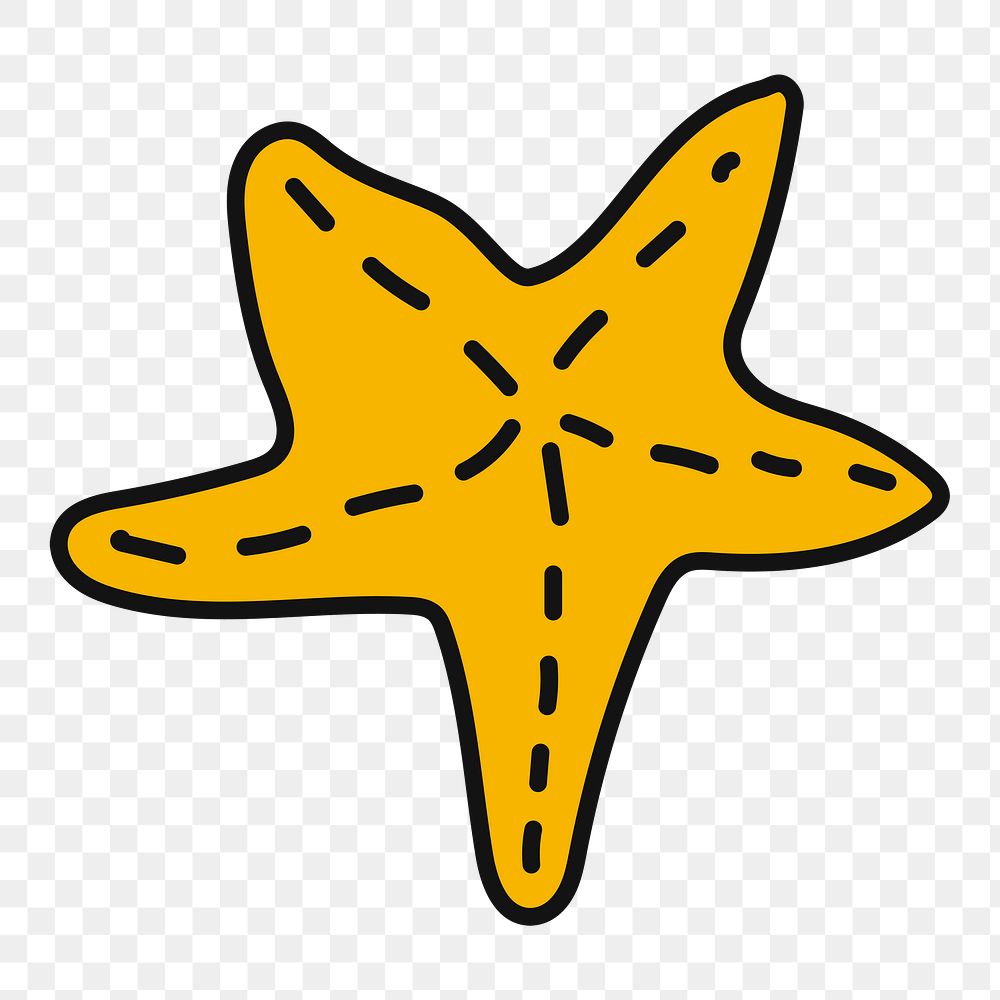 Png cute yellow star illustration element, transparent background
