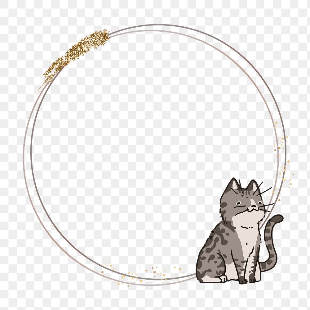 Cute cat png frame, transparent background