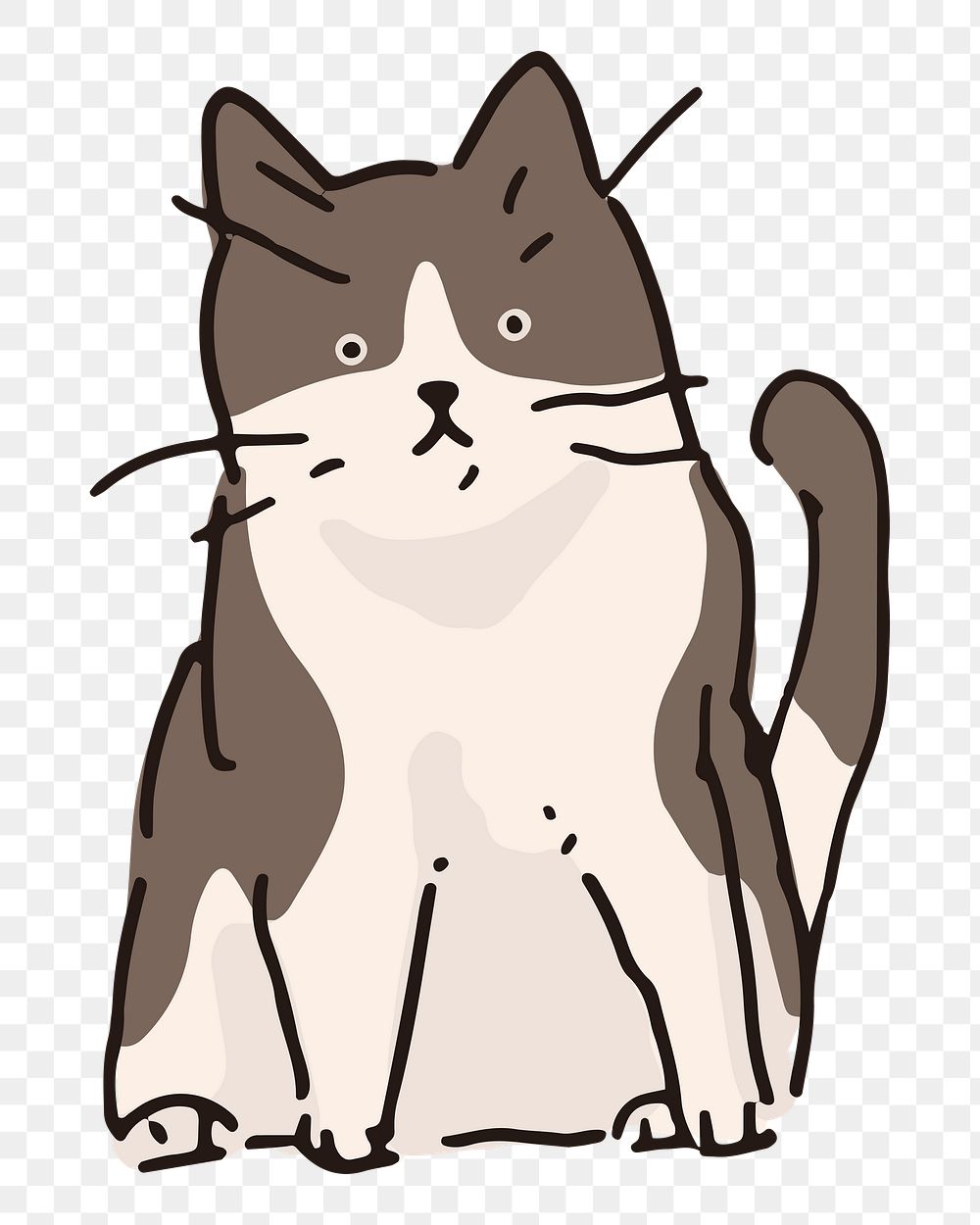 Png cute cat doodle sticker, transparent background