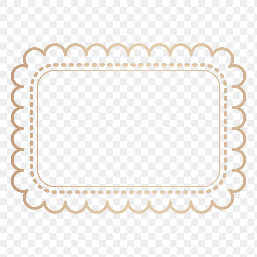 Png golden rectangle border frame, transparent background