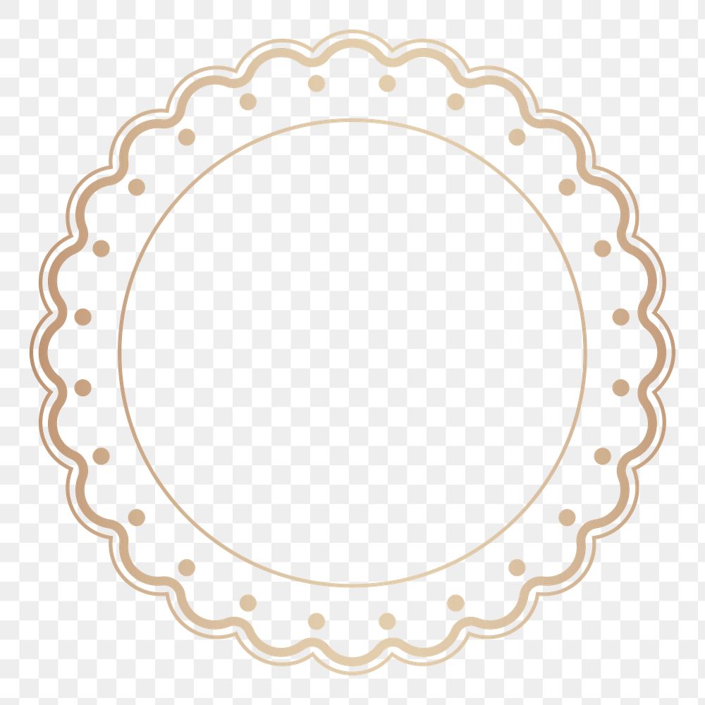 Png circle gold border frame, transparent background