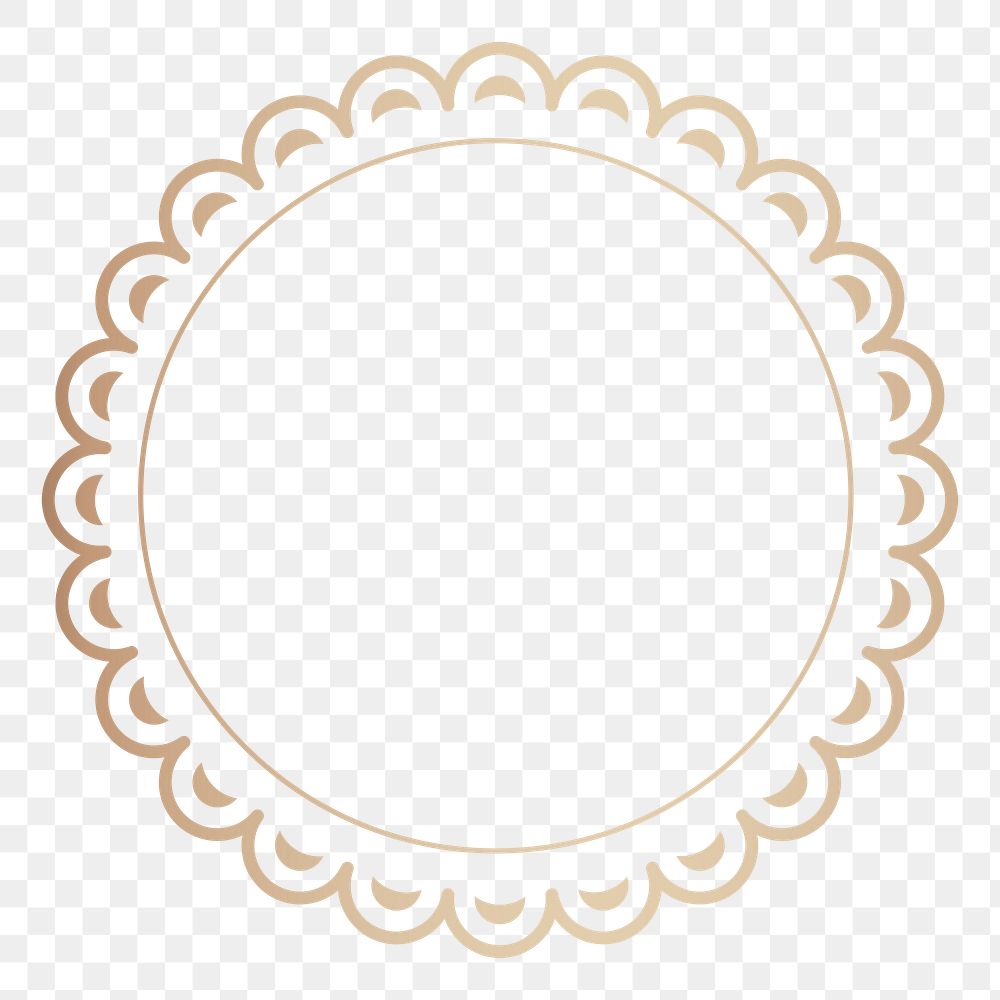 Png golden circle border frame, transparent background